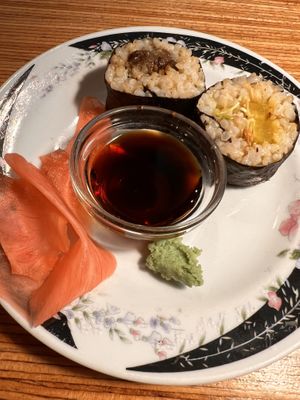 2 different makis  at La Camelia Vegan Bar in Bilbao