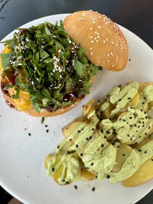 Burger la de siempree  at La Camelia Vegan Bar in Bilbao