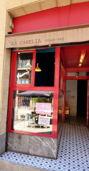 Nice inside and out at La Camelia Vegan Bar in Bilbao