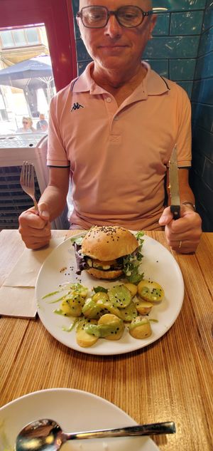 Hurry and take the photo, I'm hungry! at La Camelia Vegan Bar in Bilbao