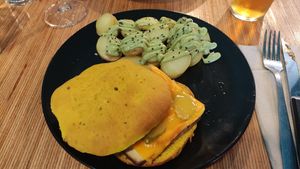 Pita de tofu con patatas al horno y salsa de romescu at La Camelia Vegan Bar in Bilbao