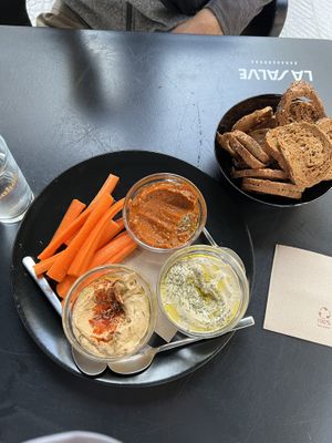 Trio of dips  at La Camelia Vegan Bar in Bilbao