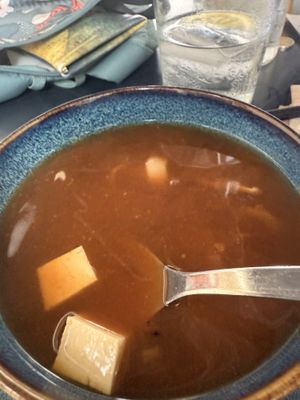 Miso soupp  at La Camelia Vegan Bar in Bilbao