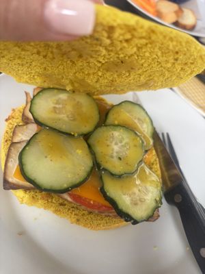 Tofu burger   at La Camelia Vegan Bar in Bilbao