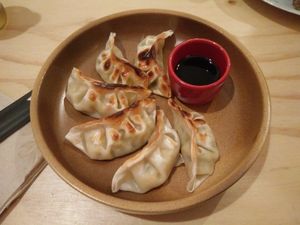 gyozas at La Camelia Vegan Bar in Bilbao