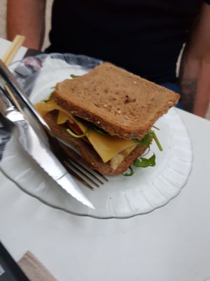 Seitan sandwich at La Camelia Vegan Bar in Bilbao