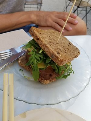 Seitan sandwhich at La Camelia Vegan Bar in Bilbao