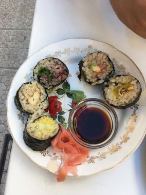 Really good sushi at La Camelia Vegan Bar in Bilbao