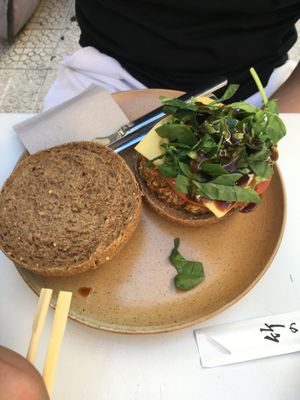 Burger  at La Camelia Vegan Bar in Bilbao