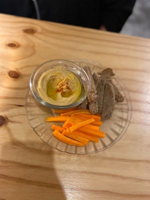 Carrot, Bread and Hummus  at La Camelia Vegan Bar in Bilbao