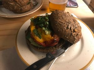 Hambúrguer at La Camelia Vegan Bar in Bilbao