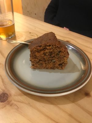 Bolo cenoura at La Camelia Vegan Bar in Bilbao