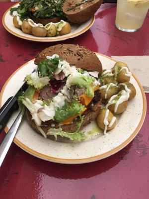 Hamburguesa “La nueva" at La Camelia Vegan Bar in Bilbao