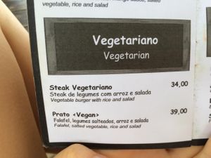 Menu at Cafe do Mar in Ilha Grande