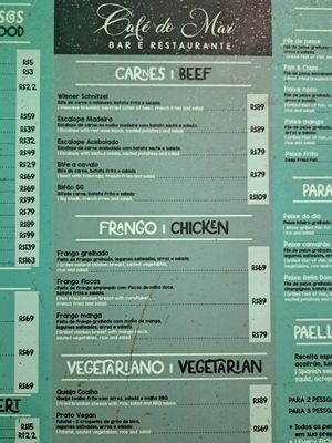 Menu 27.Oct 2024 at Cafe do Mar in Ilha Grande