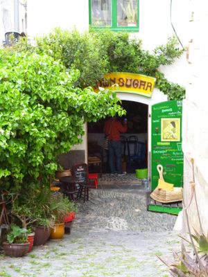 The lovely entrance of Brown Sugar Cafeteria in Cadaques at Brown Sugar in Cadaques