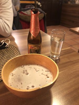 DjuDju Mango Beer, I usually don’t drink beer as I don’t really like the taste, but this was actually quite nice (more like a limo with beer). And you drink it out of a bowl at Kilimanjaro in Heidelberg