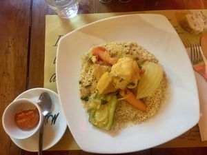 Couscous with veggies & harissa on the side at Nadamas in Bolzano