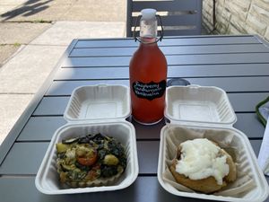 Vegan quiche, cinnamon roll at Harmony Bakery in Baltimore