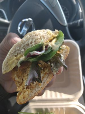 Crab cake sandwich at Harmony Bakery in Baltimore