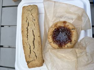 Almond rosemary biscotti and thumb print cookie   at Harmony Bakery in Baltimore