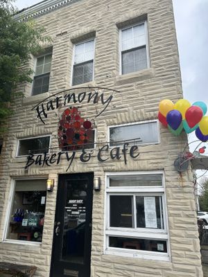 Balloons celebrating their 10-year-anniversary   at Harmony Bakery in Baltimore