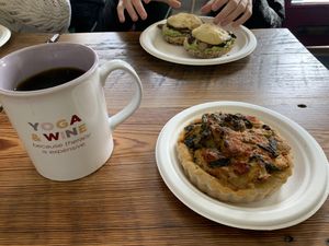 Quiche and bagel melt! at Harmony Bakery in Baltimore