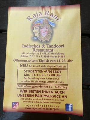 Karte  at Raja Rani in Heidelberg