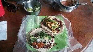 bistec con queso de papa and soya at Vegan Pa' Cá' in Mexico City