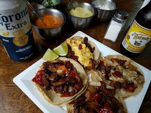 Tacos con queso de papa o de nuez de la india   at Vegan Pa' Cá' in Mexico City