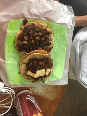 Pastor and chorizo tacos at Vegan Pa' Cá' in Mexico City
