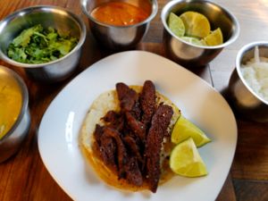 Taco de adobada at Vegan Pa' Cá' in Mexico City