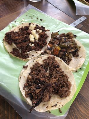 Vegan faux meat tacos at Vegan Pa' Cá' in Mexico City