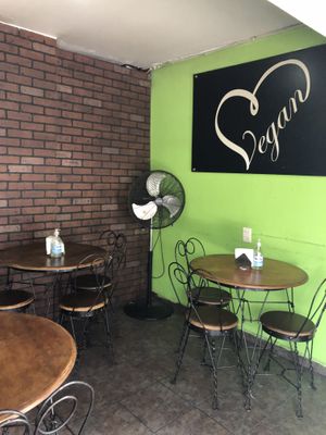 Interior of restaurant at Vegan Pa' Cá' in Mexico City