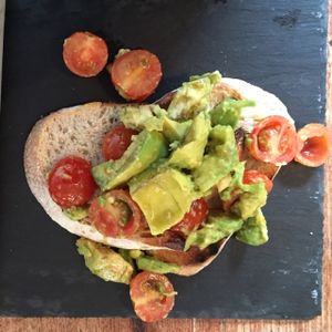 Advocado tomato bread (with hummus, not in the picture) at Beyond the Kale in Bath