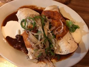 poblano enchiladas  at GreenSpace Cafe in Ferndale