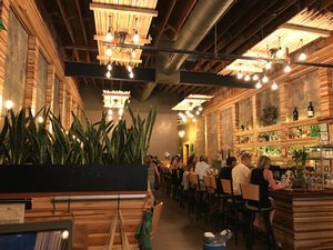 trendy interior at GreenSpace Cafe in Ferndale