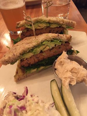 Black tempeh burger at GreenSpace Cafe in Ferndale