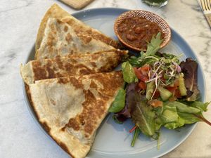 Quesadilla with beans and sweet potato: very good at FOAM in The Hague