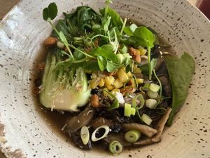 Mushroom ramen: the ramen was too soft and lacked taste at FOAM in The Hague