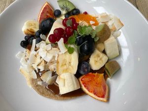 Pancakes. Look at the fruit!  at FOAM in The Hague