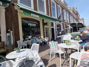 Outdoor seating at FOAM in The Hague