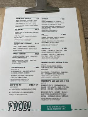 Food menu October 2024  at FOAM in The Hague