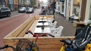 Outside seating at FOAM in The Hague