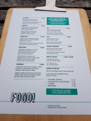 The menu at FOAM in The Hague