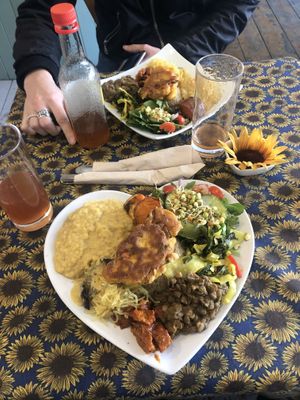 A bit of everything healthy on a love heart plate   at LoveGift Vegan Cafe in South East London