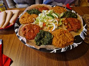 Mixed vegan plate for 3 thats served 4 people more than enough at Saron in Heidelberg