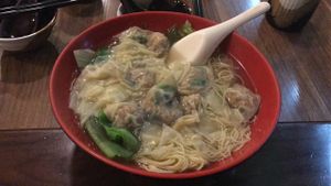 best vegetarian wanton noodles in town!  at Fuyue Xianju Vegetarian Restaurant in Macau
