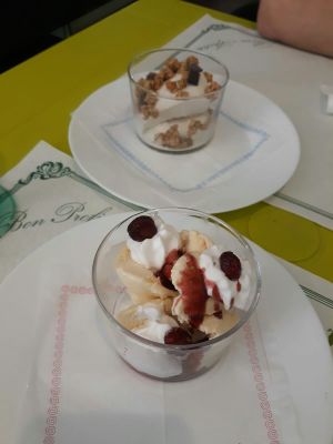 Mango and vanilla icecreams  at Cultura de club in Girona