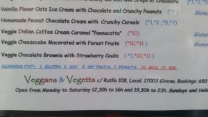 menu  at Cultura de club in Girona